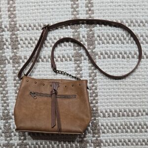 Brown Faux Leather Shoulder Bag